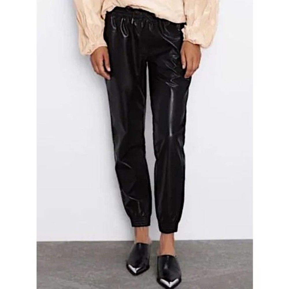 Zara Faux Leather Jogger Pants